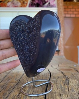 *NOVIDADE* Coração de Drusa Negra *PEDRA RARÍSSIMA* (0.586 Kg) - Foto 4