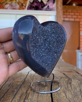 *NOVIDADE* Coração de Drusa Negra *PEDRA RARÍSSIMA* (0.586 Kg) - Foto 5